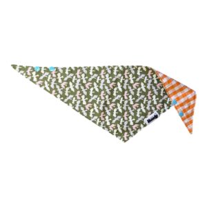 bandana pour chien motif oiseaux et carreaux orange