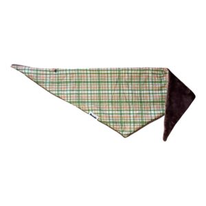foulard en tissu carreaux et polaire marron