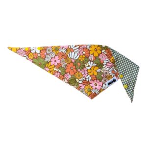 bandana pour chien fleurs et carreaux vert