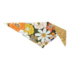 bandana pour chien motif fleur 70s et jaune